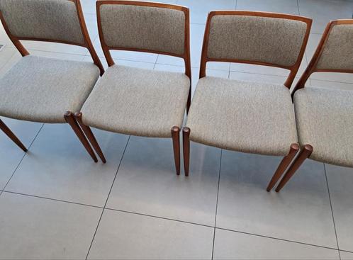 Vintage teakhouten stoelen Niels Møller model 80, Maison & Meubles, Chaises, Comme neuf, Bois, Enlèvement ou Envoi