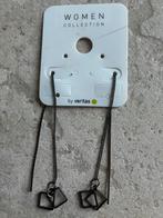 Paire de boucles d’oreille longues avec carrés Veritas, Handtassen en Accessoires, Oorbellen, Ophalen, Zo goed als nieuw, Zwart