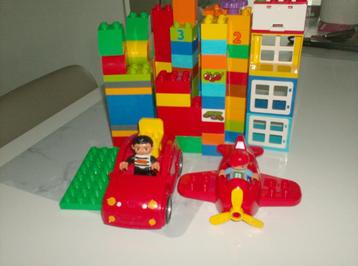 set lego 85 blokken auto + vliegtuigje + 2 ventjes + bouwpla, Enlèvement ou Envoi, Comme neuf, Lego