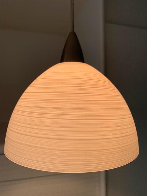 Aura white halogeen hanglamp in glas/inox, Huis en Inrichting, Lampen | Hanglampen, Zo goed als nieuw, Minder dan 50 cm, Glas