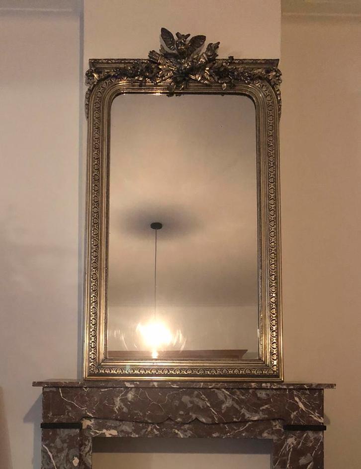 Prachtige antieke gouden spiegel, Antiquités & Art, Antiquités | Miroirs, 50 à 100 cm, 150 à 200 cm, Rectangulaire, Enlèvement