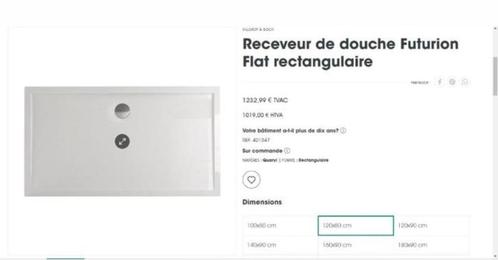 Tub de douche 120 x 80 x 2,5 Ultra Plat en Quaryl, Maison & Meubles, Salle de bain | Salle de bain complète, Neuf, Enlèvement ou Envoi