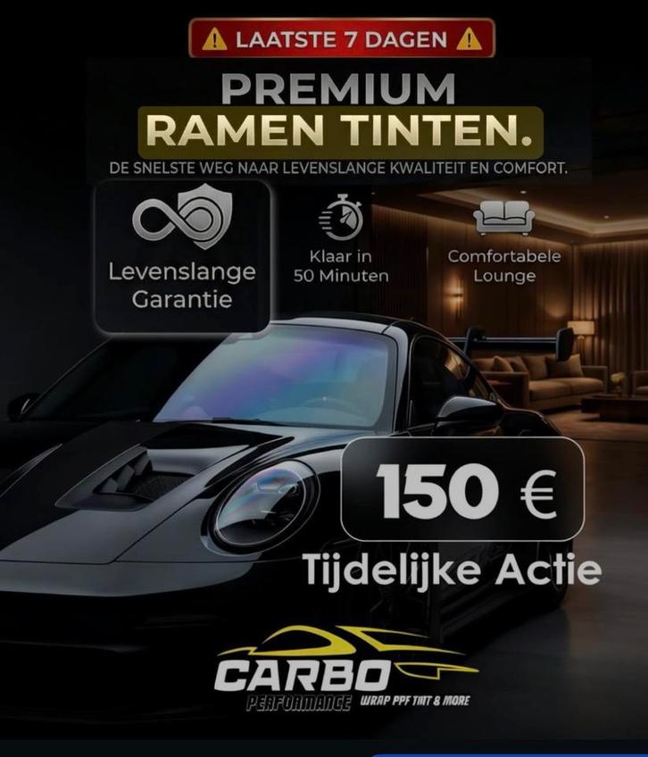 RAMEN TINTEN Tijdelijke actie!! ALLE AUTOS VOOR 150 euro, Auto diversen, Tuning en Styling, Ophalen