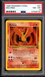 Moltres PSA 8 - 27/62 - Fossil 1999, Hobby en Vrije tijd, Verzamelkaartspellen | Pokémon, Verzenden, Zo goed als nieuw, Losse kaart