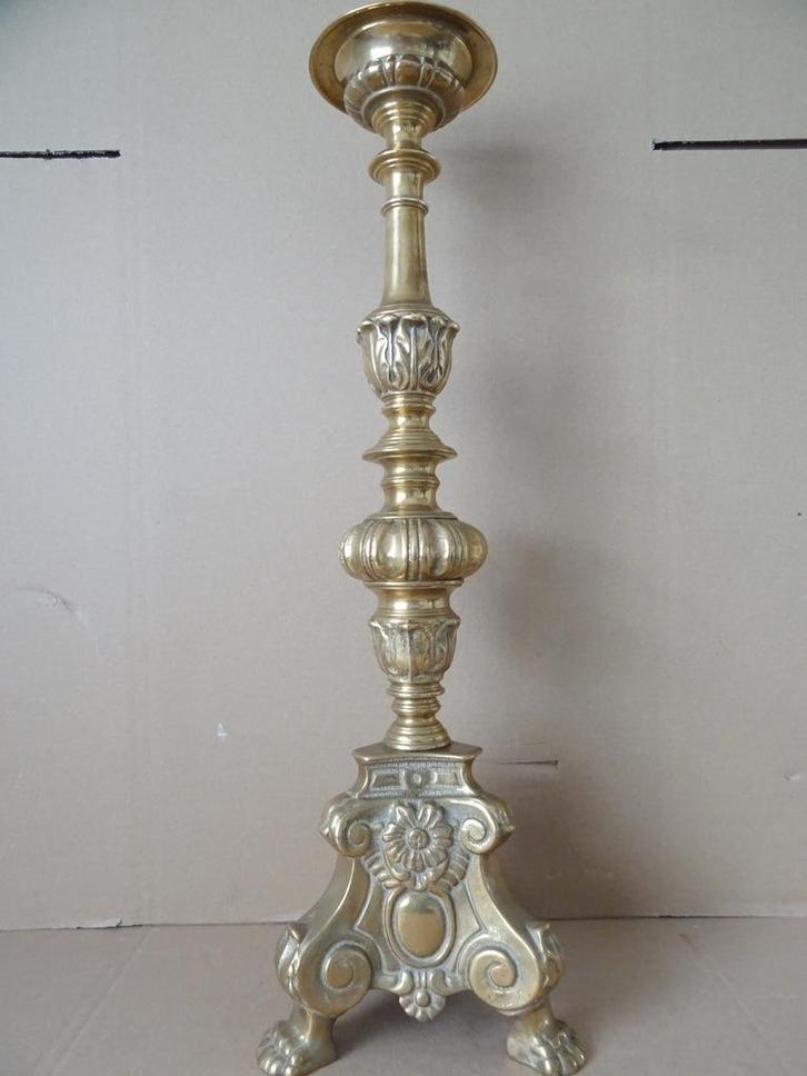 Grote kandelaar barok stijl koperen messing kandelaar 65cm, Antiek en Kunst, Antiek | Kandelaars, Koper of Brons, Ophalen of Verzenden