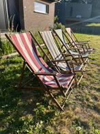 Oude strandstoelen in originele stof, Antiek en Kunst, Ophalen