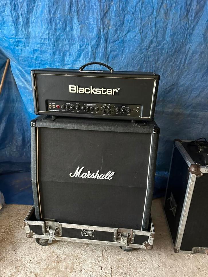 Half stack blackstar ht-100 / marshall 4x12”, Musique & Instruments, Amplis | Basse & Guitare, Comme neuf, Enlèvement