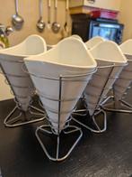 Cornet à frites en porcelaine x6, Huis en Inrichting, Ophalen, Zo goed als nieuw, Porselein