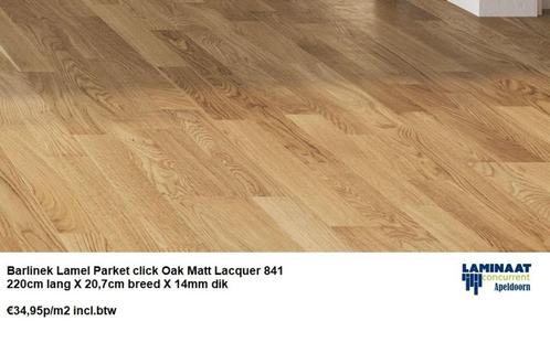 Lamel Parket Click Oak Brushed Lacquer 841 €34,95m2 inc.btw, Huis en Inrichting, Stoffering | Vloerbedekking, Nieuw, Parket, Beige