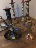 Oude kandelaars koper, brons  per stuk of set, Enlèvement ou Envoi