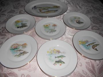 Limoges porselein 12 visborden + 1 groot serveerbord, Enlèvement