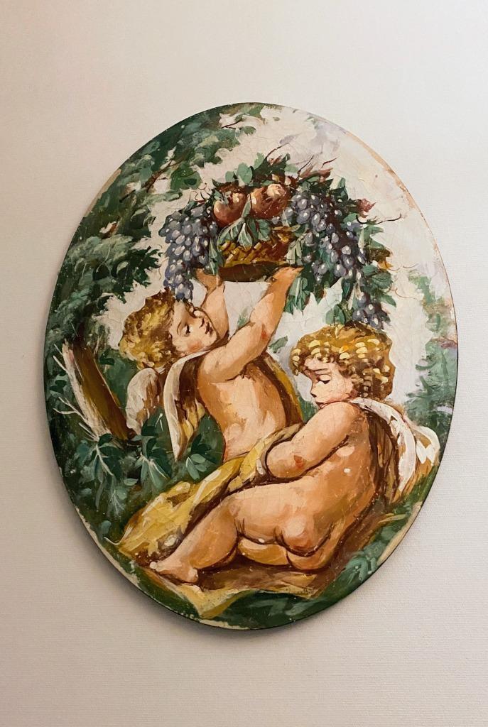 FRESCO Ovaal van Engeltjes met certificaat, Antiek en Kunst, Kunst | Schilderijen | Klassiek, Ophalen