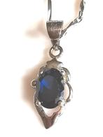 Collier avec pendentif en saphir naturel en argent véritable, Avec pierre précieuse, Bleu, Argent, Enlèvement ou Envoi