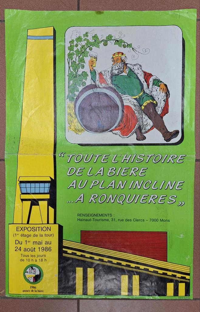 Affiche Bacchus 1986 histoire de la bière Ronquieres, Verzamelen, Merken en Reclamevoorwerpen, Gebruikt, Reclamebord, Ophalen of Verzenden