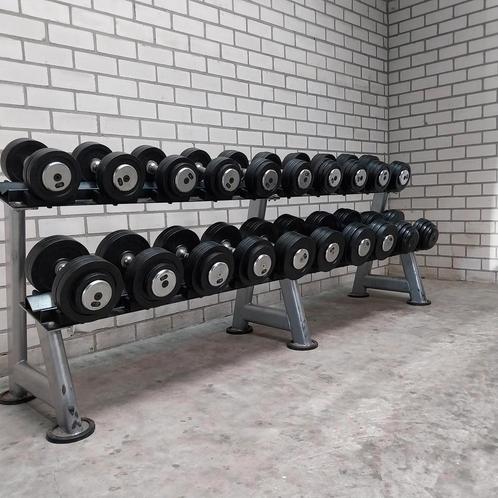 Rubber dumbells set  12 kilo tot 32 kilo + dumbels opbergrek, Sport en Fitness, Fitnessmaterialen, Zo goed als nieuw, Ophalen