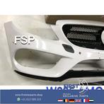 W205 AMG Voorbumper Mercedes C Klasse 2018 wit + onderlip MB, Gebruikt, -, Voor, Ophalen of Verzenden