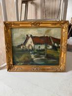 Oud schilderij in prachtige gouden kader 60x50cm, Antiek en Kunst, Ophalen