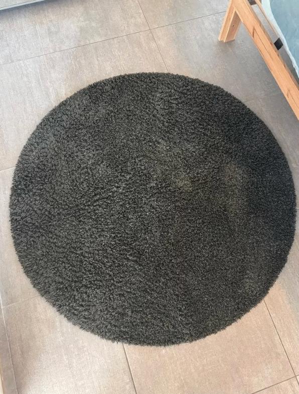 Tapis rond doux IKEA VINDEBÄK - 130 cm - Vert foncé, Maison & Meubles, Ameublement | Tapis & Moquettes, Comme neuf, 100 à 150 cm