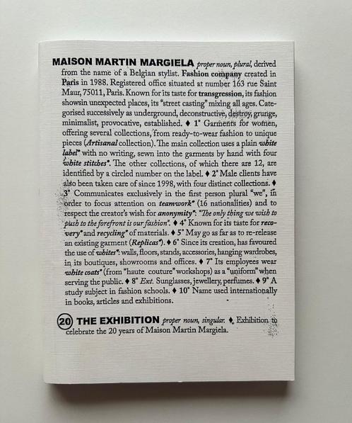 Maison Martin Margiela (20) The Exhibition, Boeken, Kunst en Cultuur | Fotografie en Design, Zo goed als nieuw, Overige onderwerpen