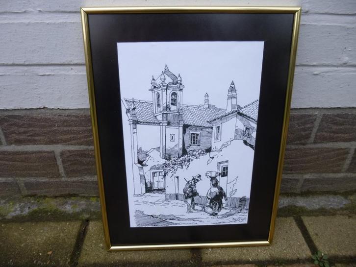 Een pentekening., Antiek en Kunst, Kunst | Tekeningen en Fotografie, Ophalen of Verzenden