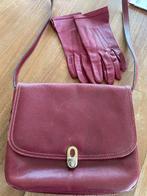 sac à main en cuir rouge avec des gants, Sac à main, Utilisé, Rouge, Enlèvement ou Envoi