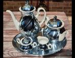 Vintage 5delig porselein verzilverde koffie/thee set, Antiek en Kunst, Ophalen