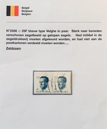 OCB 2356 25F blauw - type Velghe - STERK VERSCHOVEN DRUK beschikbaar voor biedingen
