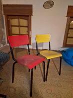 rode en gele vintage plastic stoelen, Ophalen, Kunststof, Gebruikt, Twee