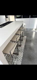 4 tabourets blanc et inox ,style lapalma., Ophalen, Zo goed als nieuw