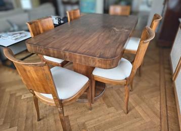 Art deco eettafel en 6 stoelen  beschikbaar voor biedingen