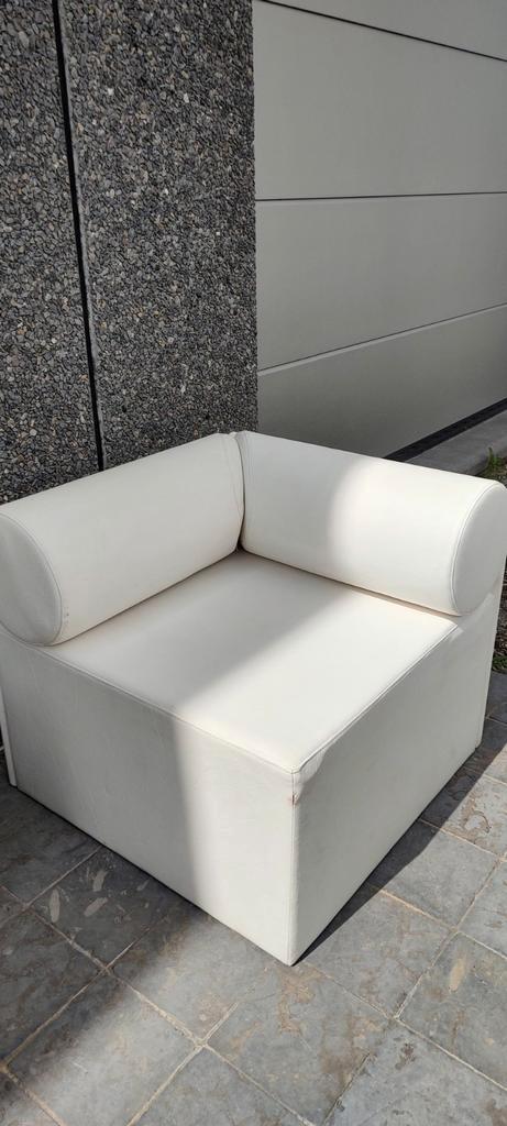 Design hoekfauteuil leder wit zetel relaxzetel lounge 2x, Huis en Inrichting, Fauteuils, Gebruikt, Ophalen of Verzenden