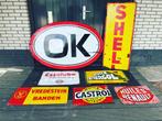 Diverse oude garage reclameborden te koop, Antiek en Kunst, Ophalen of Verzenden