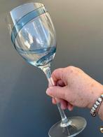 6 grands verres à vin en semi cristal avec filet bleu et or, Collections, Verres & Petits Verres, Comme neuf, Autres types