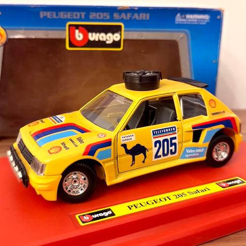 VINTAGE MODELAUTO BBURAGO ITALIË PEUGEOT 205 SAFARI RALLY, Hobby en Vrije tijd, Modelauto's | 1:24, Nieuw, Auto, Burago, Verzenden