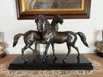 Elegant bronzen beeld – Twee paarden op sokkel, Antiek en Kunst, Ophalen, Brons