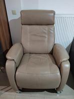 Lederen Relaxzetel - Niet Verstelbaar - Op Wielen + Remmen!, Ophalen, Eenpersoons, Zo goed als nieuw, Rechte bank