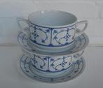 Original Blau Saks 2 soepkommen met schotel, Antiek en Kunst, Ophalen