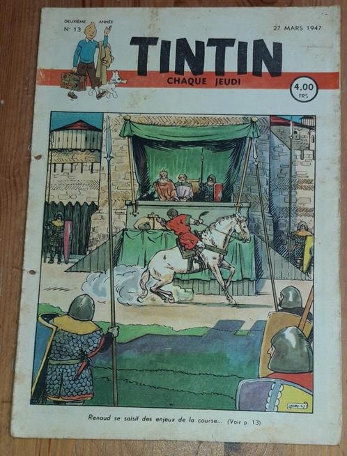 Journal Tintin 13 de 1947 couverture Laudy Kuifje Hergé, Boeken, Stripverhalen, Gelezen, Eén stripboek, Ophalen of Verzenden