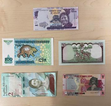 Wereldbankbiljetten - Pakje van 5 bankbiljetten