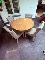 Eiken tafel met vier stoelen, Huis en Inrichting, Complete eetkamers, Ophalen, Zo goed als nieuw, Landelijk, 4 tot 6 stoelen