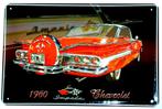 Reclamebord van Chevrolet Impala 1960 in reliëf -30x20 cm, Verzamelen, Merken en Reclamevoorwerpen, Nieuw, Reclamebord, Verzenden