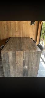 Volhouten tafel in steigerhout, Huis en Inrichting, Tafels | Eettafels, Ophalen, Zo goed als nieuw