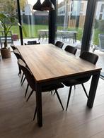 Houten eettafel met metalen poten (100x190+60), Huis en Inrichting, Tafels | Eettafels, Ophalen, Gebruikt, 100 tot 150 cm, Vijf personen of meer