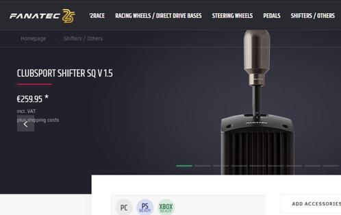 FANATEC CLUBSPORT SHIFTER SQ V 1.5  Handrem V1.5 PC/PS. Xbox, Computers en Software, Joysticks, Zo goed als nieuw, Ophalen of Verzenden