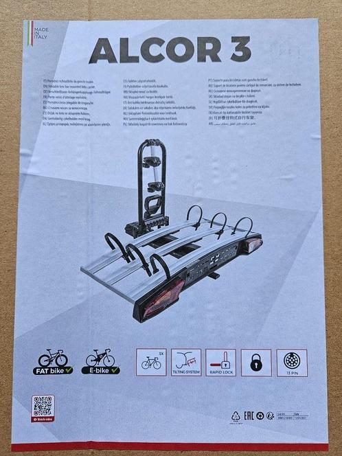 Fietsendrager Menabo Alcor 3 – Voor 3 Fietsen, Auto diversen, Fietsendragers, Nieuw, Trekhaakdrager, 3 fietsen of meer, Brede banden