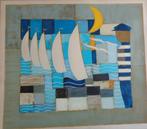 JEAN OOSTERLYNCK / ZEILSCHEPEN / KLEURLITHO / 65x73cm / SIG, Antiek en Kunst, Ophalen of Verzenden