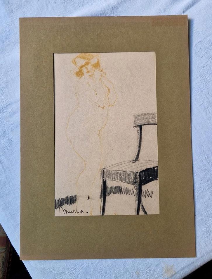 Micha, Maurice-Jean - naakt met stoel ca. 1930., Antiek en Kunst, Kunst | Tekeningen en Fotografie, Ophalen