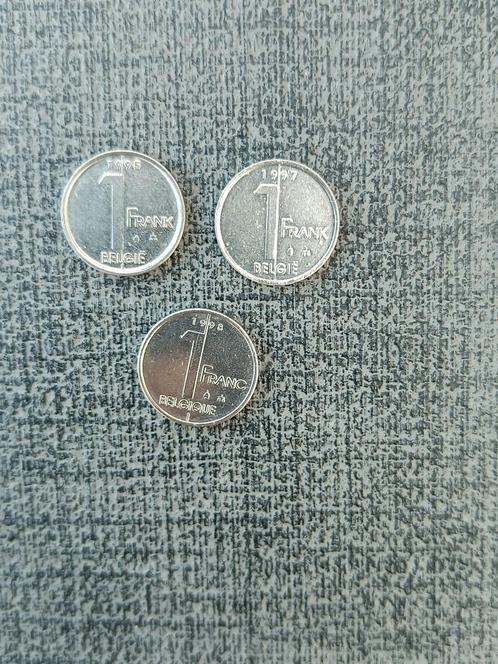 België - Belgique. 1 franc van 1995 ( 2x) + 1997 + 1998 (x3), Timbres & Monnaies, Monnaies | Belgique, Monnaie en vrac, Enlèvement ou Envoi