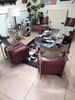 Harri Korhonen.4 design stoelen/zetels.Leder en staal., Maison & Meubles, Enlèvement, Comme neuf, Brun