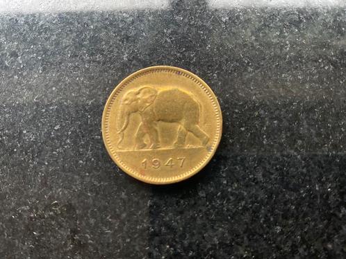 Belgisch Congo - 2 BEF met olifant, PRACHTIG - 1947. Reeks 1, Postzegels en Munten, Munten | België, Losse munt, Ophalen of Verzenden